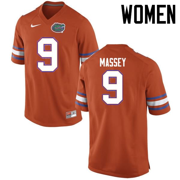 Women's NCAA Florida Gators Dre Massey #9 Stitched Authentic Nike Orange College Football Jersey ZMZ3265PI